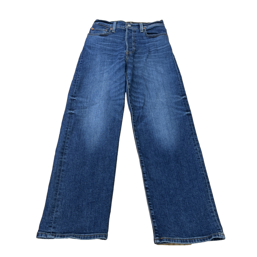Levi's Premium Womens Ribcage Straight Ankle Button Fly Jeans Size 28 Boho
